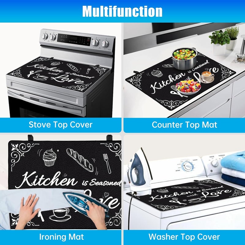 PAHTTO Stove Top Covers for Electric Stove, 28.5x20.5" Heat Resistant Glass Stovetop Protector Cover, Multifunctional Protector Mat for Counter/Washer Top, with Silicone Stove Gap Covers, Dish Washer Safe - Image 5